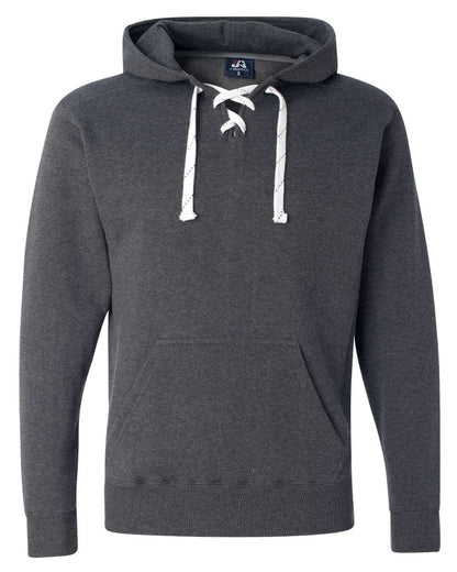J. America Men's Sport Lace Hooded Sweatshirt 8830 #color_Charcoal Heather