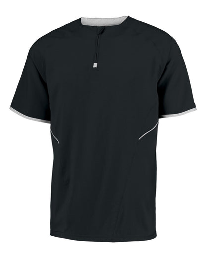 Russell Athletic Unisex Dri-Power® Short Sleeve Quarter-Zip Pullover 872RVM #color_Black/ White