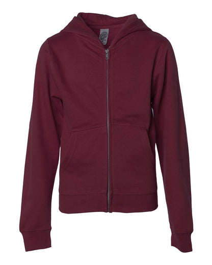 Independent Trading Co. Youth Midweight Full-Zip Hooded Sweatshirt SS4001YZ #color_Maroon