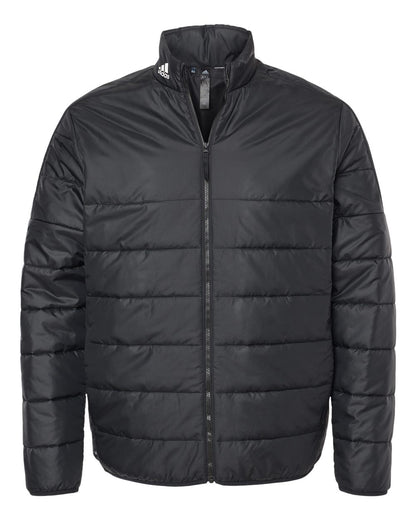 Adidas Men's 3 Stripe Puffer Full-Zip Jacket A570 #color_Black