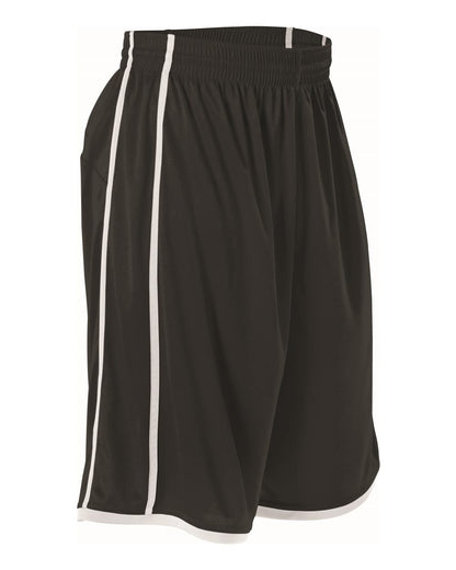 Alleson Athletic Women's Basketball Shorts 535PW #color_Black/ White