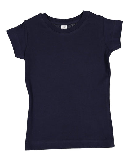 Rabbit Skins Toddler Girls Fine Jersey Tee 3316 #color_Navy