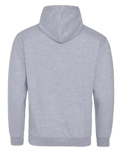 AWDis Unisex Midweight Varsity Contrast Hooded Sweatshirt JHA003 #color_Heather Grey/ Fire Red