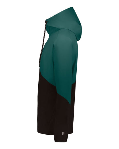 Russell Athletic Unisex Legend Hooded Quarter-Zip Pullover R20DSM #color_Dark Green/ Black
