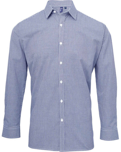 Artisan Collection by Reprime Men's Microcheck Gingham Cotton Shirt RP220 #color_Navy/ White