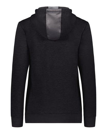 Augusta Sportswear Women's Eco Revive™ Three-Season Triblend Fleece Hooded Sweatshirt 6867 #color_Carbon Heather/ Black