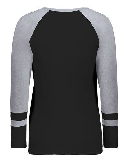 Augusta Sportswear Women's Triblend Fanatic 2.0 Long Sleeve T-Shirt 2917 #color_Black/ Grey Heather