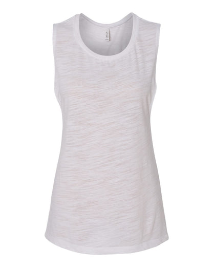 BELLA + CANVAS Women's Flowy Scoop Muscle Tank 8803 #color_White Slub