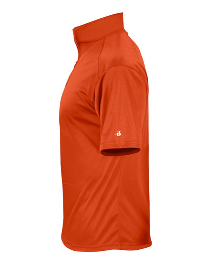 Badger Men's B-Core Short Sleeve Quarter-Zip 4199 #color_Burnt Orange/ Graphite