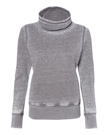 J. America Women’s Zen Fleece Cowl Neck Sweatshirt 8930 #color_Cement