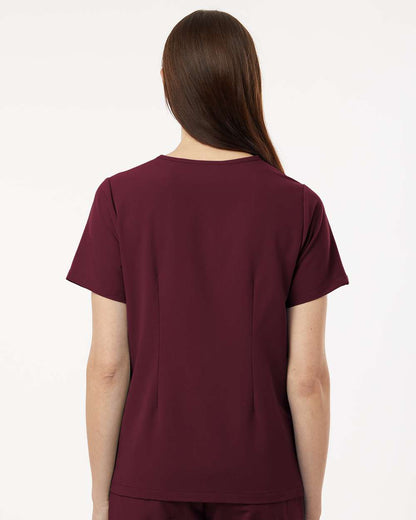 Jaanuu Women's Rhena Essential 1-Pocket Scrub V-Neck Top W10001 #colormdl_Burgundy