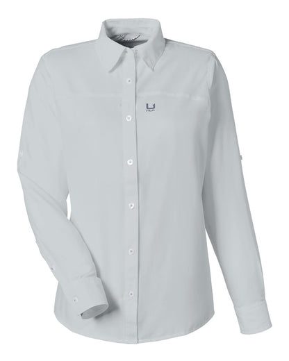 HUK Women's Tide Point Long Sleeve Shirt H615006 #color_Harbor Mist