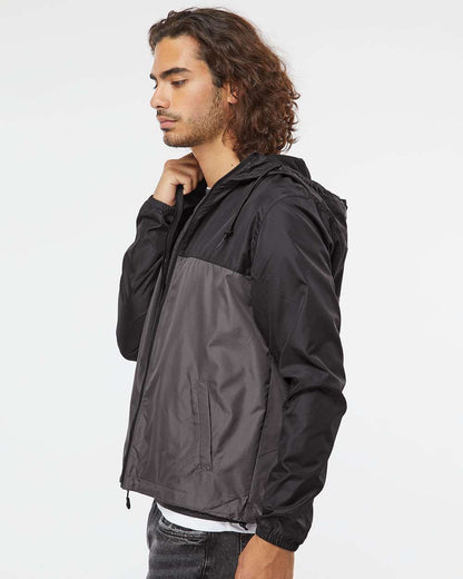 Independent Trading Co. Men's Lightweight Windbreaker Full-Zip Jacket EXP54LWZ #colormdl_Black/ Graphite