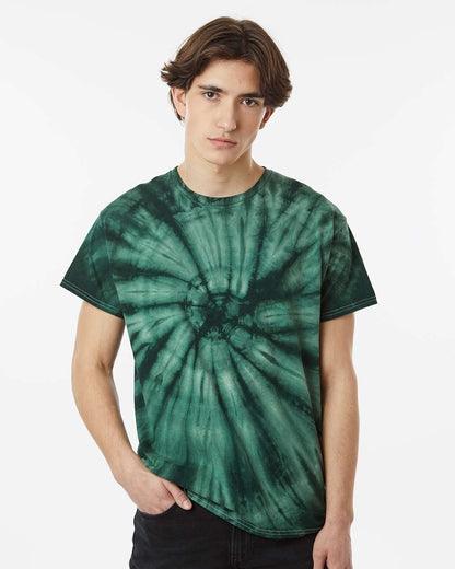 Dyenomite Cyclone Pinwheel Tie-Dyed T-Shirt 200CY #colormdl_Forest