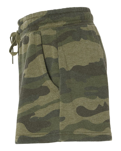 Independent Trading Co. Women’s Lightweight California Wave Wash Fleece Shorts PRM20SRT #color_Forest Camo Heather