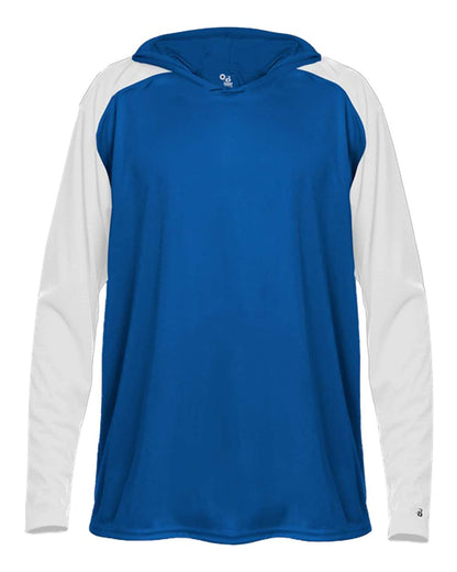 Badger Men's Breakout Hooded Long Sleeve T-Shirt 4235 #color_Royal/ White