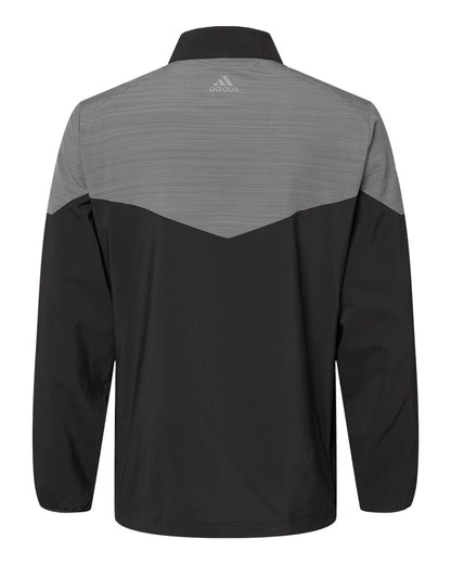 Adidas Heather Chevron Quarter-Zip Windshirt A546 #color_Black/ Black Heather