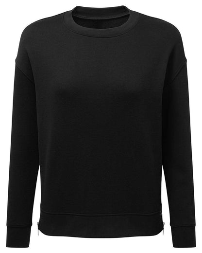 TriDri Women's Billie Side-Zip Crewneck Sweatshirt TD600 #color_Black