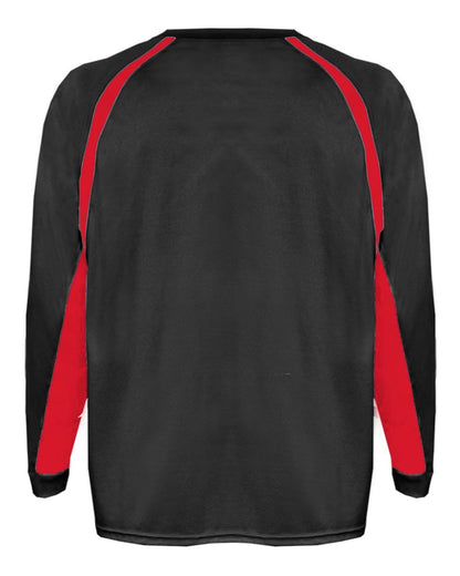 Badger Youth B-Core Hook Long Sleeve T-Shirt 2154 #color_Black/ Red