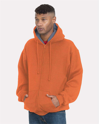 Bayside USA-Made Super Heavy Thermal Lined Full-Zip Hooded Sweatshirt 940 #colormdl_Bright Orange/ Dark Grey