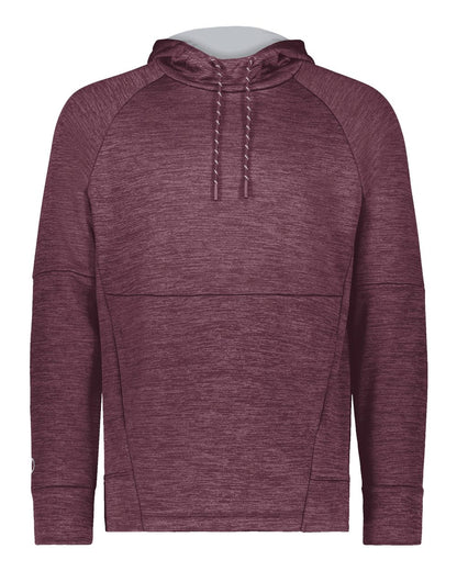Holloway Men's All-Pro Performance Fleece Hooded Sweatshirt 223580 #color_Maroon Heather/ Silver