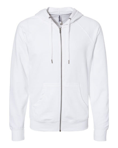 Independent Trading Co. Icon Lightweight Loopback Terry Full-Zip Hooded Sweatshirt SS1000Z #color_White