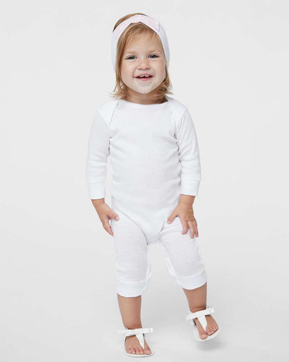 Rabbit Skins Infant Long Legged Baby Rib Bodysuit 4412 #colormdl_White