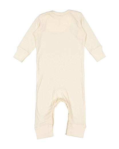 Rabbit Skins Infant Long Legged Baby Rib Bodysuit 4412 #color_Natural