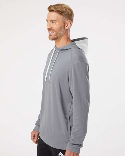 Adidas Men's Textured Mixed Media Midweight Hooded Sweatshirt A530 #colormdl_Grey Three