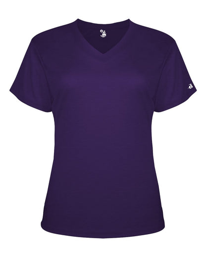 Badger Women’s Triblend Performance V-Neck Short Sleeve T-Shirt 4962 #color_Purple