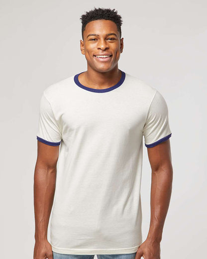 Tultex Fine Jersey Ringer T-Shirt 246 #colormdl_Vintage White/ Inked India