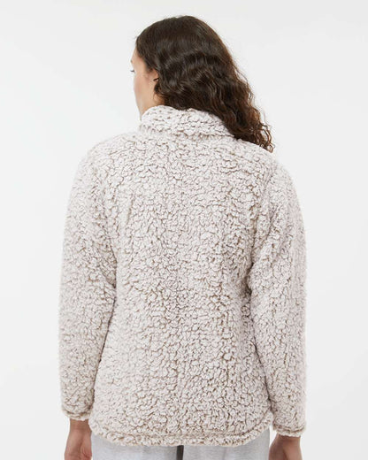 J. America Women’s Epic Sherpa Quarter-Zip Pullover 8451 #colormdl_Oatmeal Heather