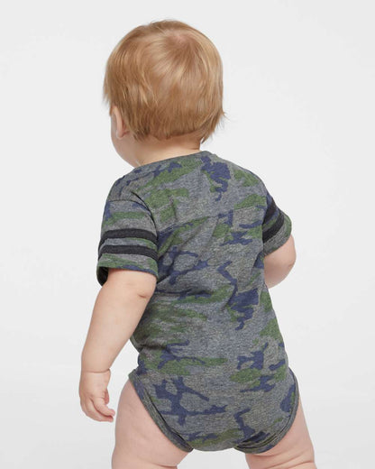 Rabbit Skins Infant Football Fine Jersey Bodysuit 4437 #colormdl_Vintage Camo/ Vintage Smoke