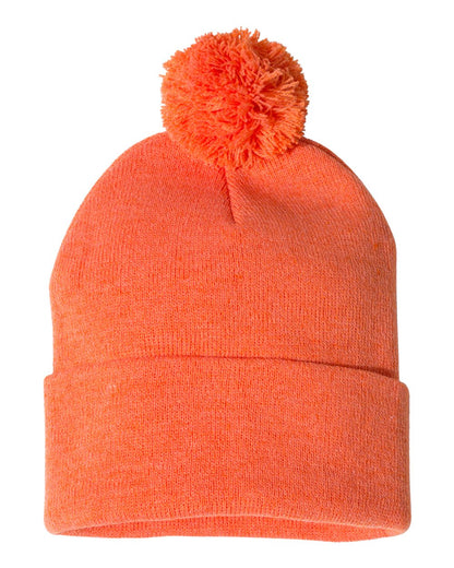 Sportsman 12" Pom-Pom Cuffed Beanie SP15 #color_Heather Orange