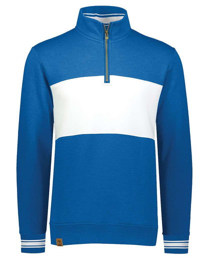 Holloway Men's All-American Fleece Colorblocked Quarter-Zip Sweatshirt 229565 #color_Royal Heather/ White