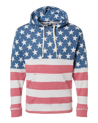 J. America Men's Triblend Fleece Hooded Sweatshirt 8871 #color_Stars &amp; Stripes Triblend