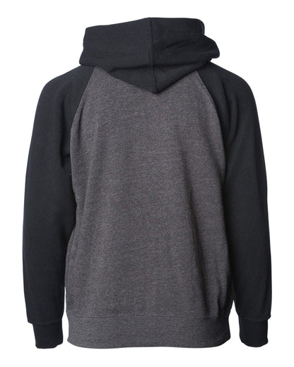 Independent Trading Co. Youth Lightweight Special Blend Raglan Zip Hood PRM15YSBZ #color_Carbon/ Black