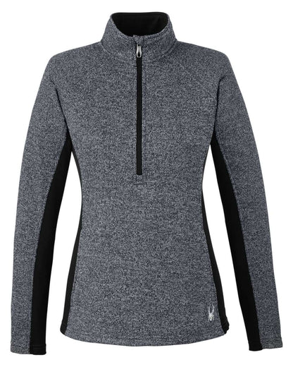 Spyder Women's Constant Half-Zip Pullover Sweater S16562 #color_Black Heather/ Black