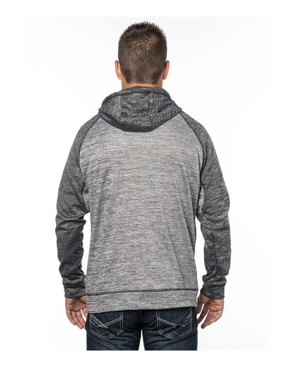 Burnside Performance Raglan Full-Zip Sweatshirt 8660 #color_Heather Grey/ Heather Charcoal