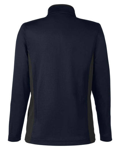 Harriton Women's Flash Snag Protection Plus IL Colorblock Quarter-Zip Pullover M786W #color_Dark Navy/ Dark Charcoal
