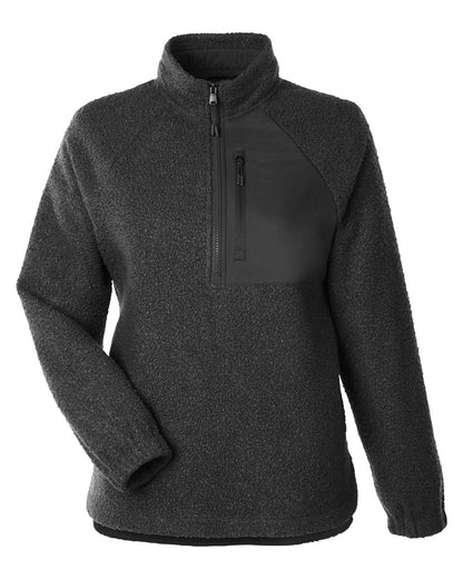 North End Women's Aura Sweater Fleece Quarter-Zip Pullover NE713W #color_Black/ Black