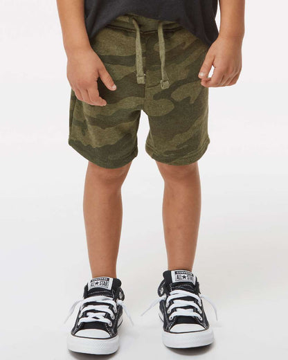 Independent Trading Co. Toddler Lightweight Special Blend Fleece Shorts PRM11SRT #colormdl_Forest Camo Heather