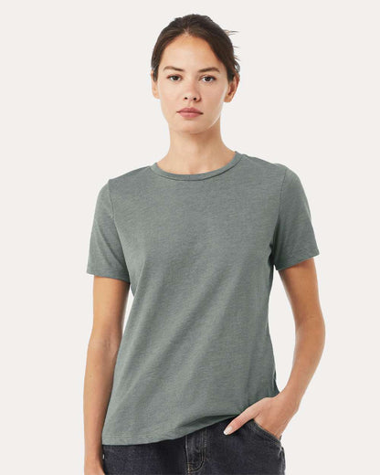 BELLA + CANVAS Women’s Relaxed Fit Heather CVC Tee 6400CVC #colormdl_Heather Blue Storm