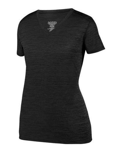 Augusta Sportswear Women's Shadow Tonal Heather Training V-Neck T-Shirt 2902 #color_Black