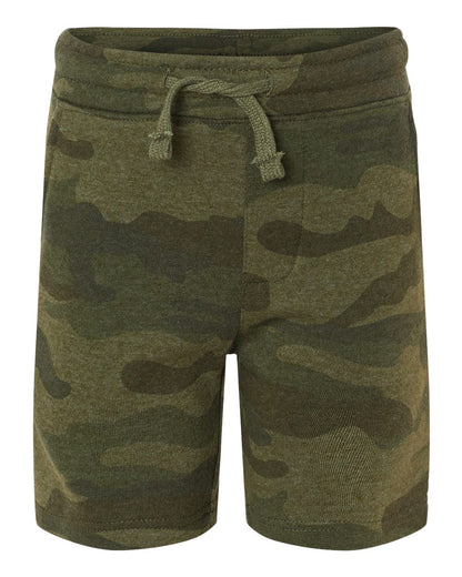 Independent Trading Co. Toddler Lightweight Special Blend Fleece Shorts PRM11SRT #color_Forest Camo Heather