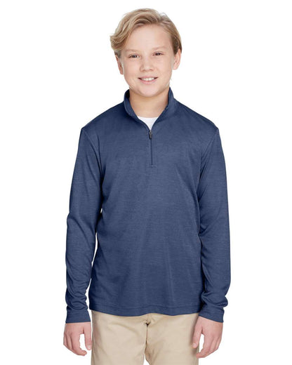 Team 365 Youth Zone Sonic Heather Performance Quarter-Zip Pullolver TT31HY #colormdl_Sport Dark Navy Heather
