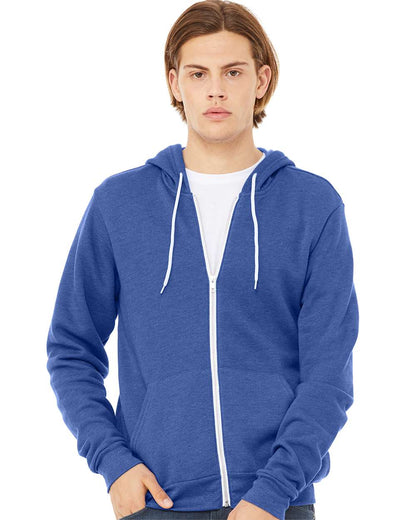 BELLA + CANVAS Sponge Fleece Full-Zip Hoodie 3739 #colormdl_Heather True Royal