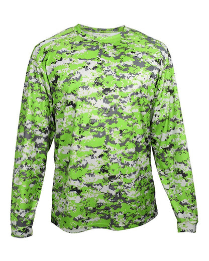 Badger Youth Digital Camo Long Sleeve T-Shirt 2184 #color_Lime Digital