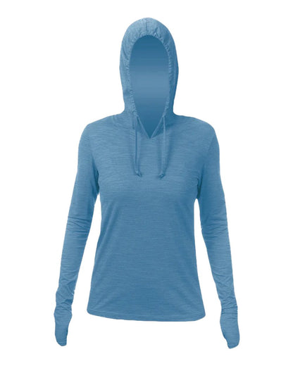 ANETIK Women's Breeze Tech Hooded Long Sleeve T-Shirt WSBRZH0 #color_Bahama Heathered