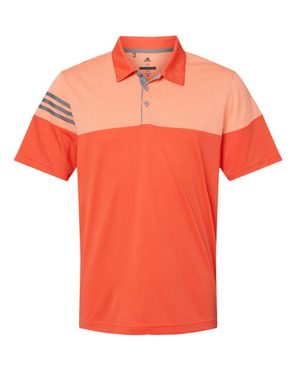 Adidas Heathered 3-Stripes Colorblocked Polo A213 #color_Blaze Orange/ Vista Grey